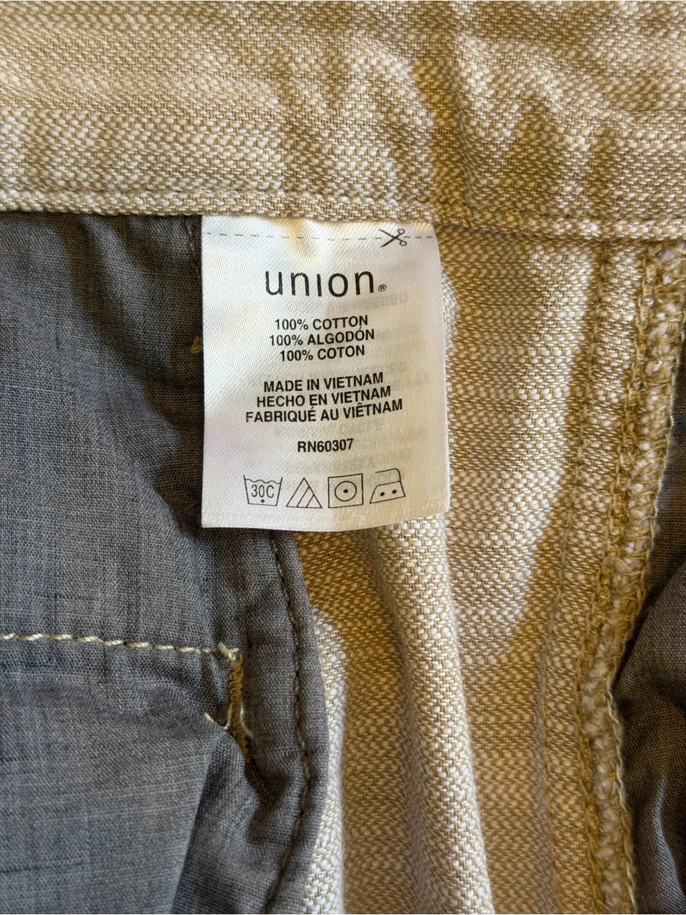 Union men’s cotton chino short.